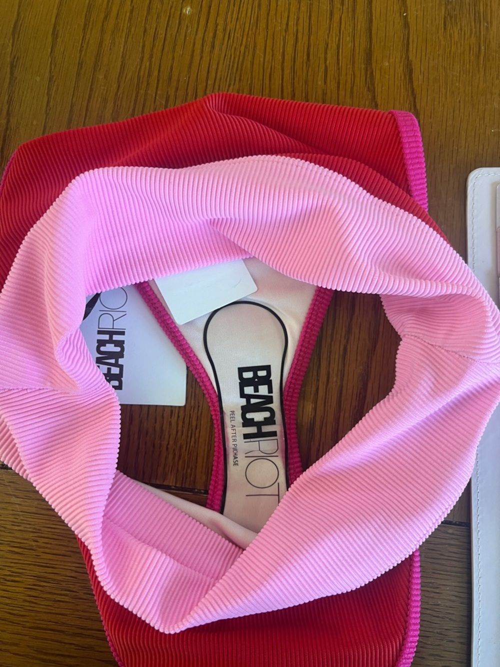 Beach riot high leg, High-Waist Ribbed Bikini Bottom in Pink and Red - Picture 5 of 5